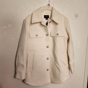 Club Monaco Cozy Shirt Jacket Oversized in Cream Button Down Size S NWT